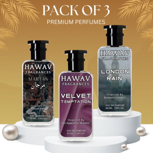 Pack of 3 Marjan, Velvet Temptation, London Rain